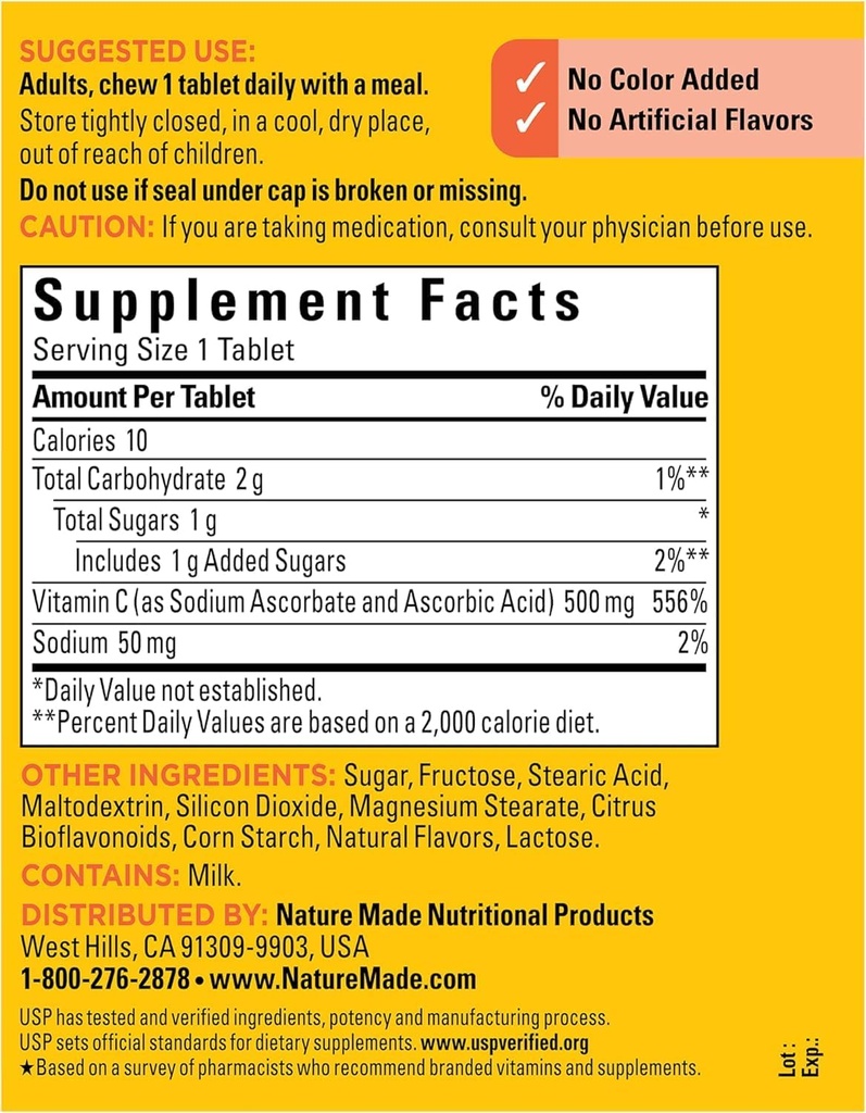 Nature Made Vitamin C 500 mg Chewable Tablets 150 ea (Pack of 2) 3