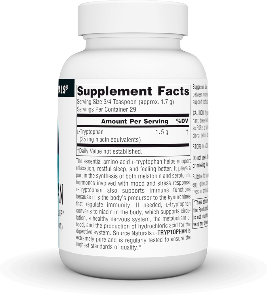 Source Naturals L-Tryptophan, for Mood, Relaxation, and Sleep* - 100 Grams Powder 4