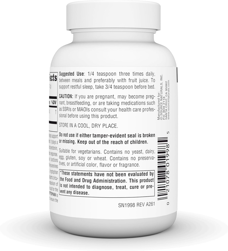 Source Naturals L-Tryptophan, for Mood, Relaxation, and Sleep* - 100 Grams Powder 5