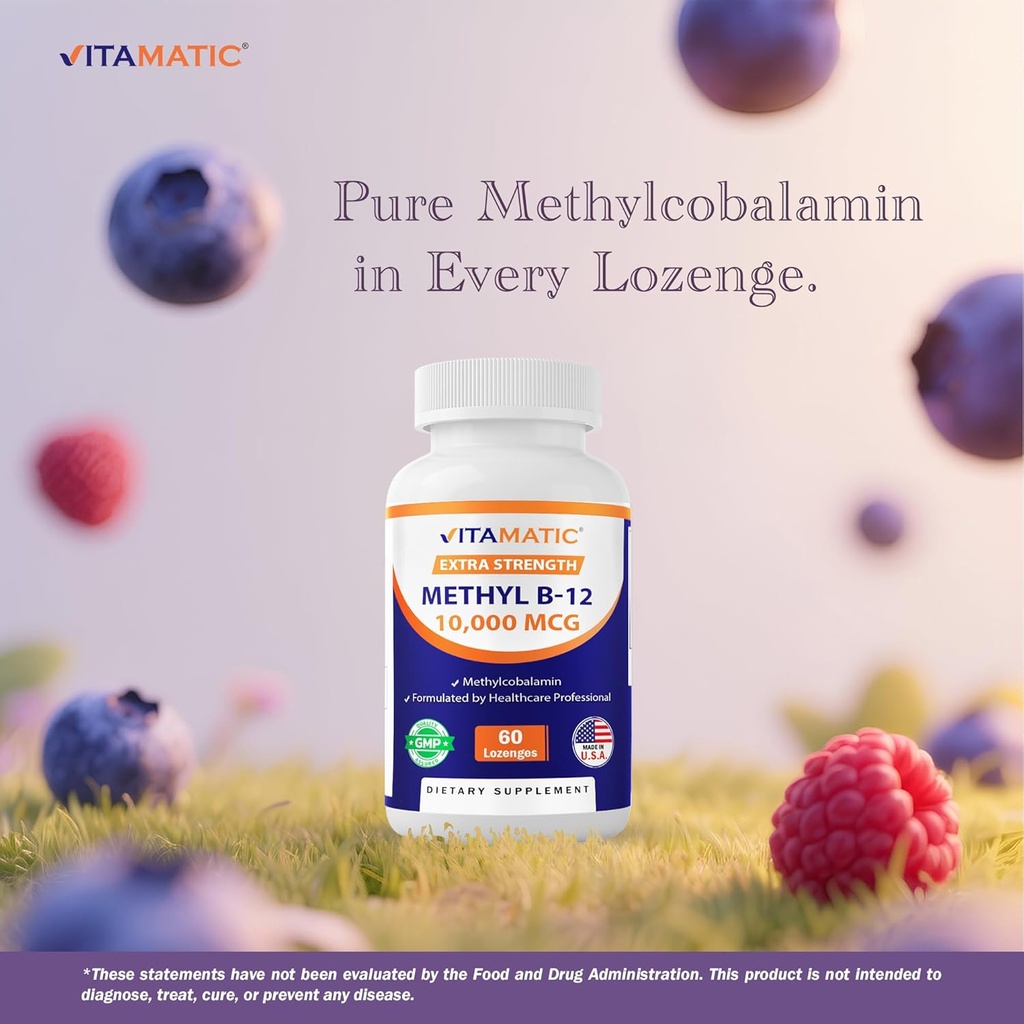 Vitamatic Methyl B12 (Methylcobalamin) 10,000 mcg – 60 Lozenges – Superior Source of Vitamin B12 for Energy & Nerve Health 5