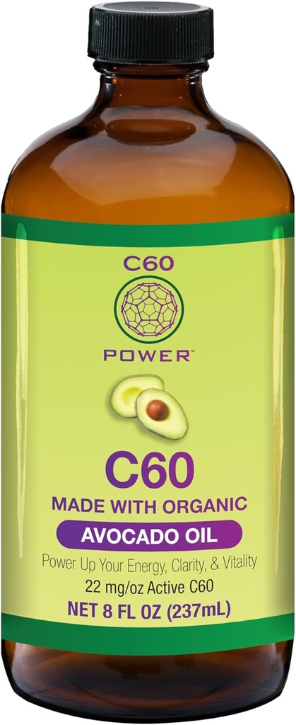C60 Power - AVO 8-oz.- Organic Avocado Oil, 8 Fl Oz, 99.99% Pure Carbon Fullerenes, Lift Oxidative Burden, Optimize Mitochondrial Function 2