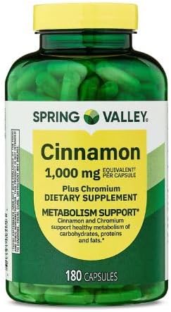 Generic Spring Valley Cinnamon Plus Chromium, 1,000 mg, 180 Count Capsules - Natural Dietary Supplement for General Wellness & + Sticker Dri Store 2