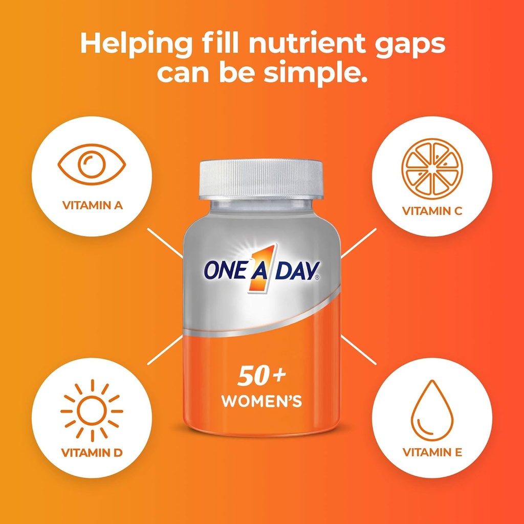 One A Day Women’s 50+ Multivitamins, Supplement with Vitamin A, Vitamin C, Vitamin D, Vitamin E and Zinc for Immune Health Support, Calcium & More , Tablet, 175 Count 5