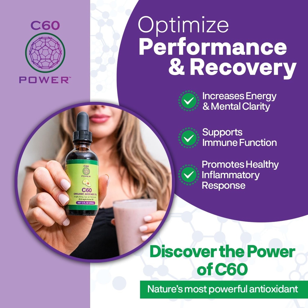 C60 Power - AVO 8-oz.- Organic Avocado Oil, 8 Fl Oz, 99.99% Pure Carbon Fullerenes, Lift Oxidative Burden, Optimize Mitochondrial Function 4