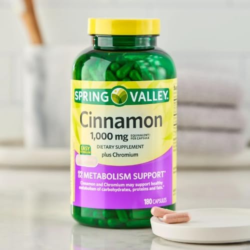 Generic Spring Valley Cinnamon Plus Chromium, 1,000 mg, 180 Count Capsules - Natural Dietary Supplement for General Wellness & + Sticker Dri Store 6