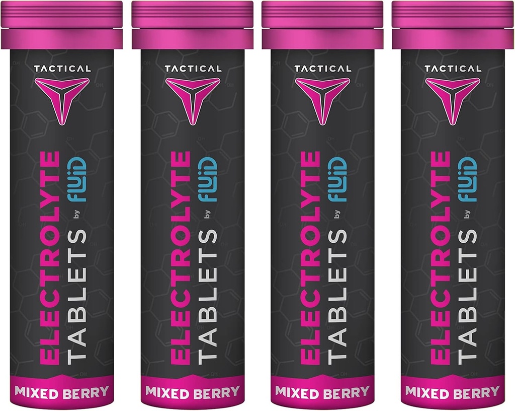 Fluid Tactical- Effervescent Hydration Tablets, Electrolyte Replacement & Dehydration Prevention, 4 Pack, 40 Servings (Mixed Berry) 2