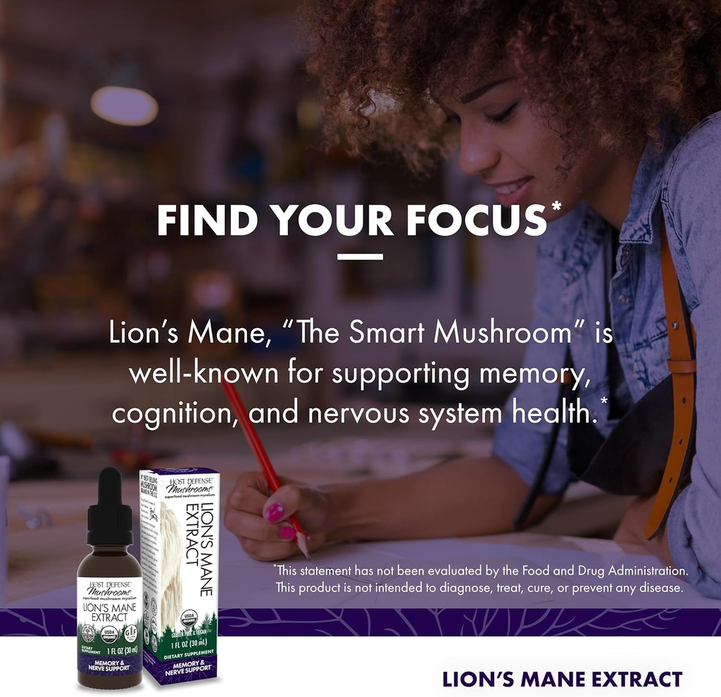 Host Defense Bundle with Lion's Mane Extract, 1 fl oz & Reishi Extract, 1 fl oz - Support Brain Health, Memory & Focus - Support Heart & Immune Health* 4