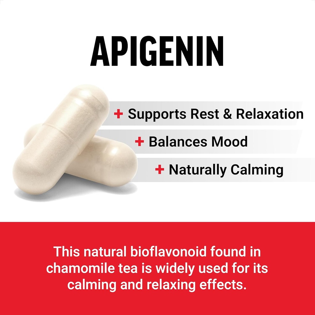 FORCE FACTOR Apigenin Supplement for Relaxation and Stress Support, Powerful Bioflavonoid and Antioxidant, Apigenin 50mg, Premium Quality, Vegan, Non-GMO, 60 Capsules (Packaging May Vary) 3