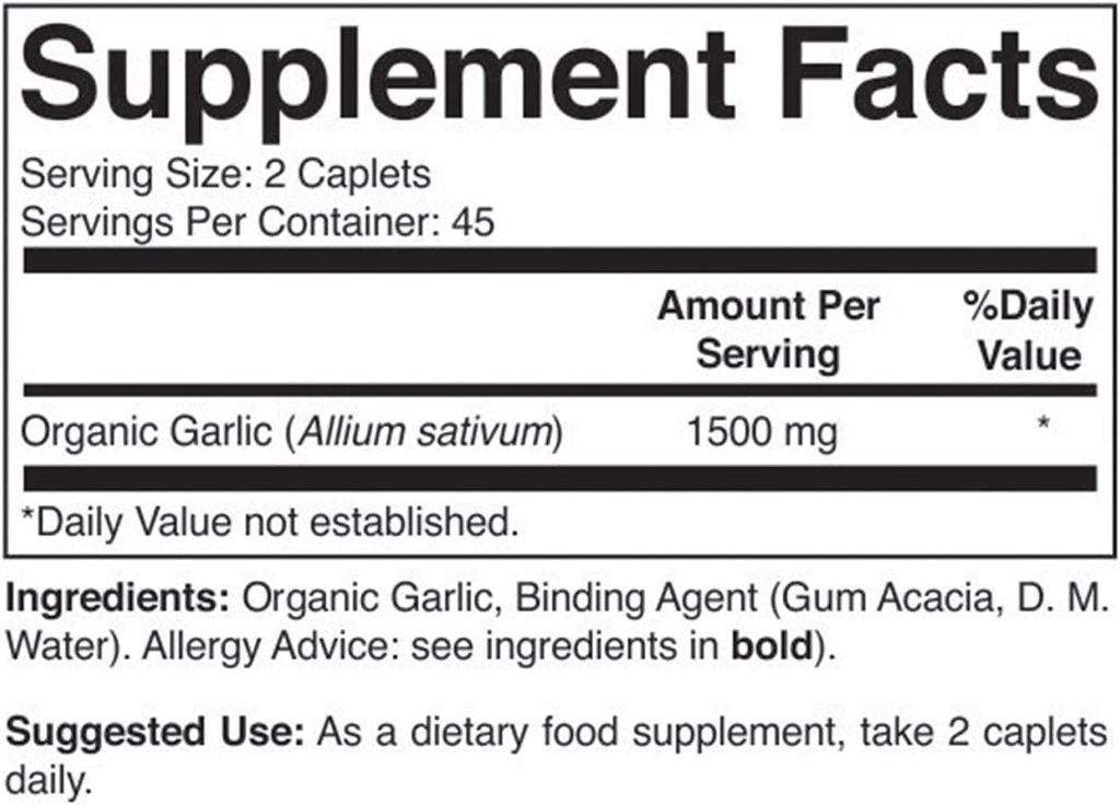 Brieofood Organic Garlic 1500mg, 45 Servings, Vegetarian, Gluten Free, 90 Vegetarian Tablets 4