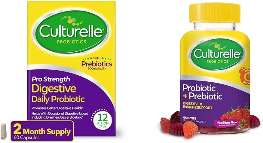 Culturelle Pro Strength Daily Probiotic Capsules, 60 Count Daily Probiotic Gummies for Women & Men, Berry Flavor, 52 Count 2