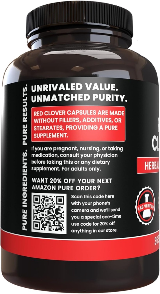PURE ORIGINAL INGREDIENTS Red Clover (365 Capsules) No Magnesium Or Rice Fillers, Always Pure, Lab Verified 4