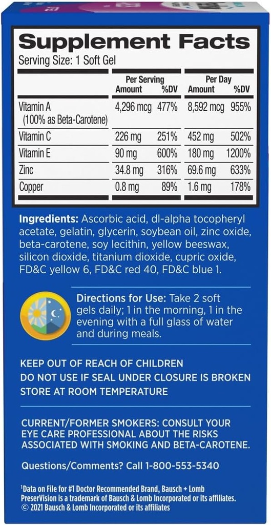 PreserVision AREDS Eye Vitamins, Multivitamin with Copper, Vitamin A, C & E, Zinc Supplements, 90 Softgels 3