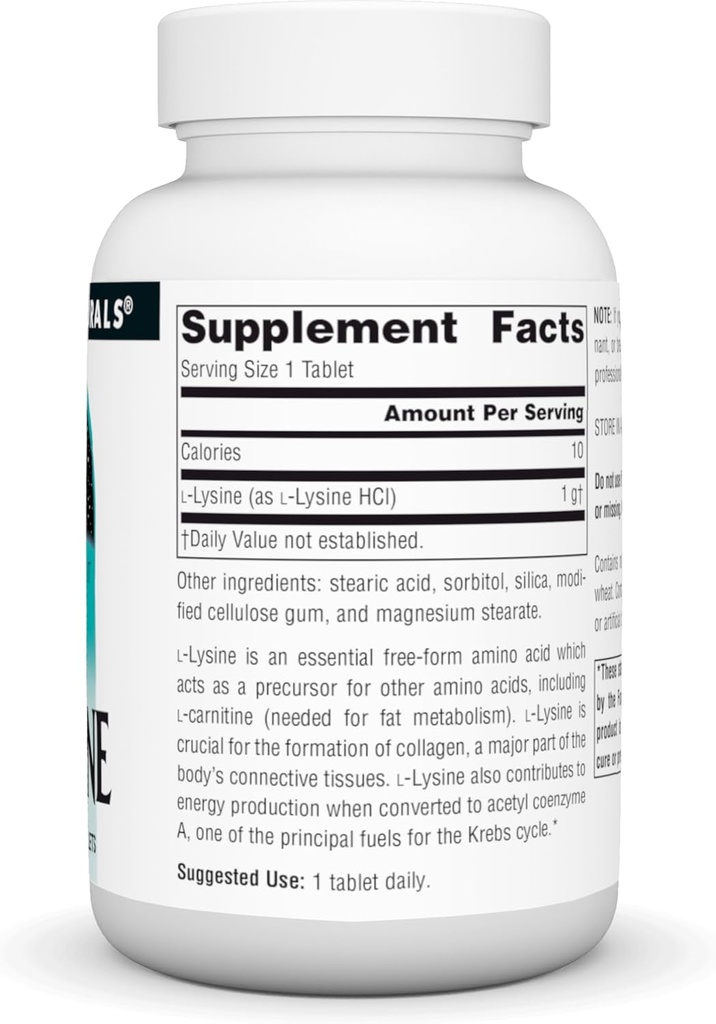Source Naturals L-Lysine Free Form, 1,000 mg - Amino Acid Supplement Supports Energy & Formation of Collagen* - 50 Tablets 3