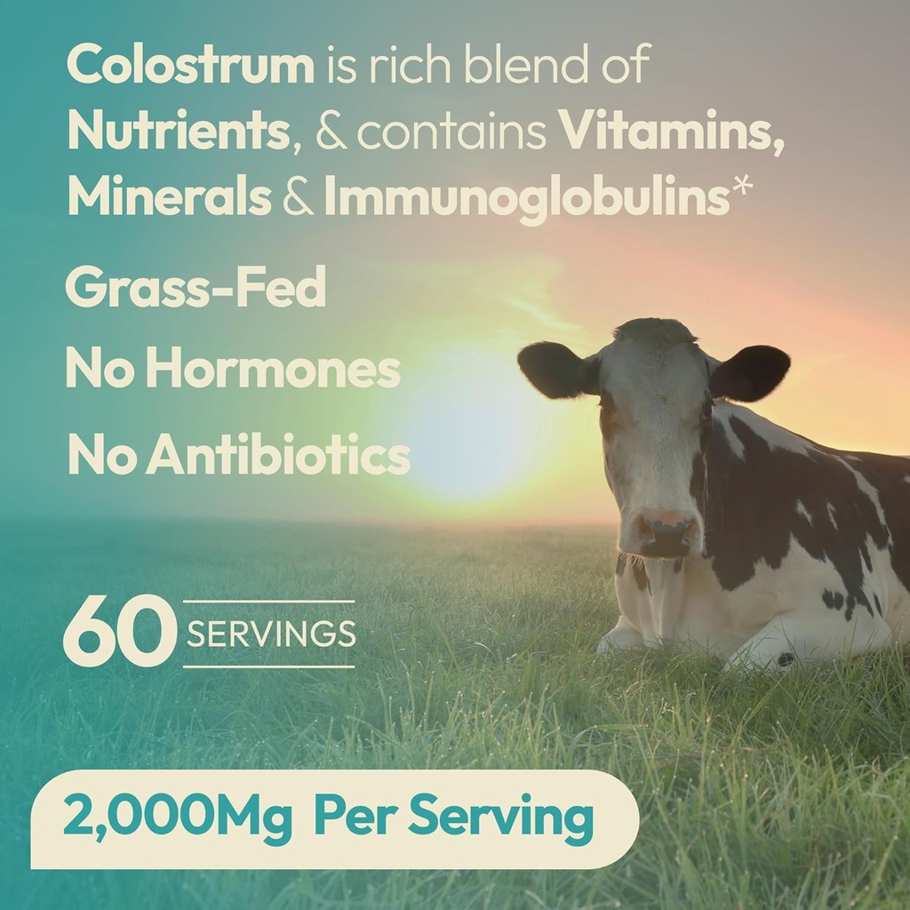 OXNUTRITION Colostrum Powder for Gut Health, Immune Support, Muscle Recovery, Hair & Beauty | Pure Gress Fed Bovine Colostrum for Humans, Natural IgG, Unflavored, 60 Servings 4