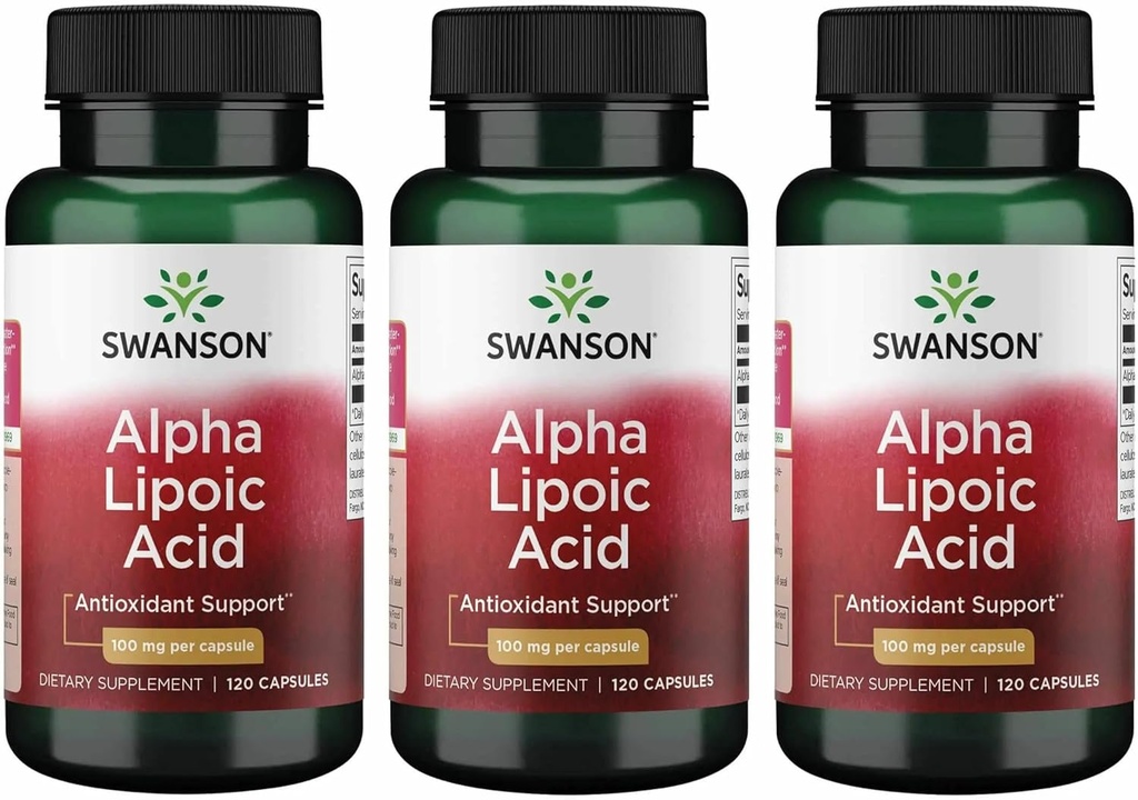 Swanson Alpha Lipoic Acid - Natural Supplement Supporting Healthy Blood Pressure Levels Already Within a Normal Range - Promotes Carbohydrate Metabolism - (120 Capsules, 100mg Each) (3 Pack) 2