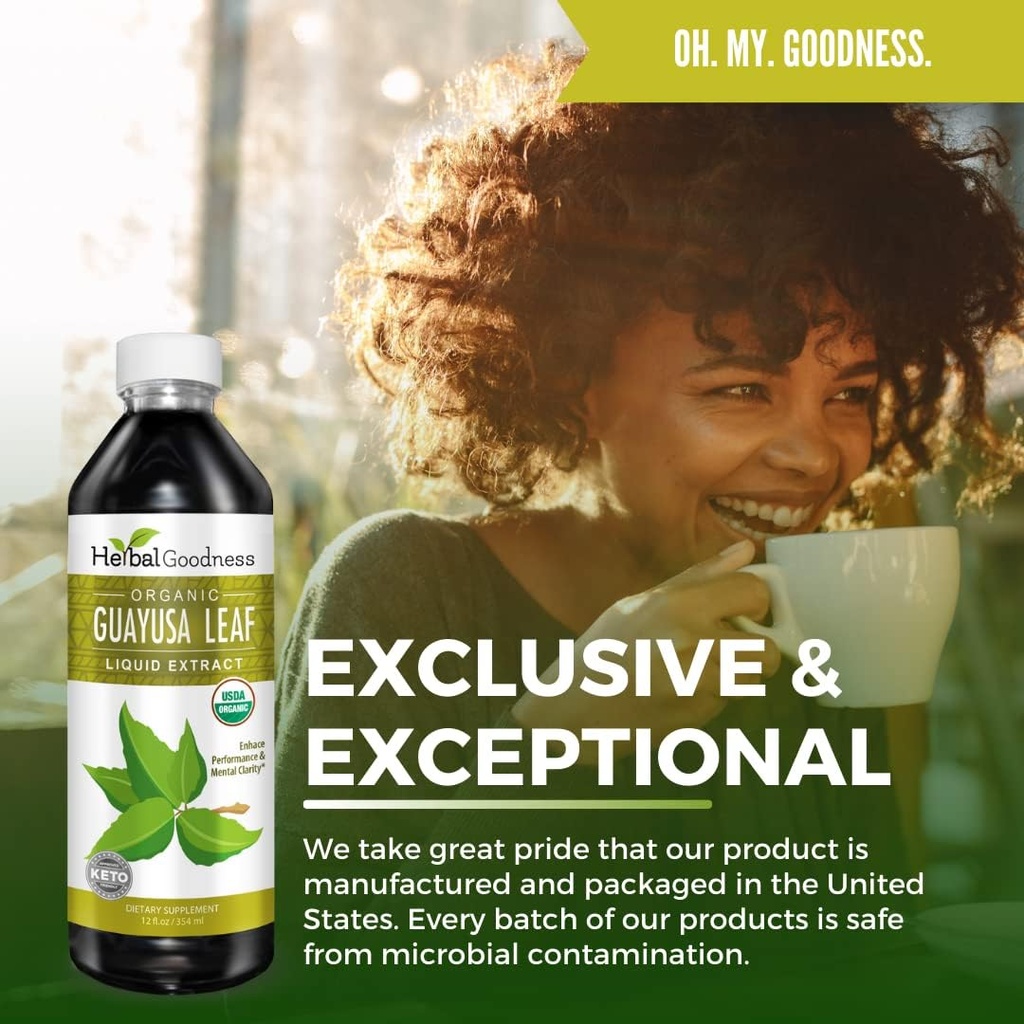 USDA Organic guayusa Loose Leaf Extract 12oz - Caffeine Extract Liquid guayusa Drink - for Increased Energy, Mood, Concentration, Immunity and Digestion - Natural Caffeine Energy Drink - Made in USA 3