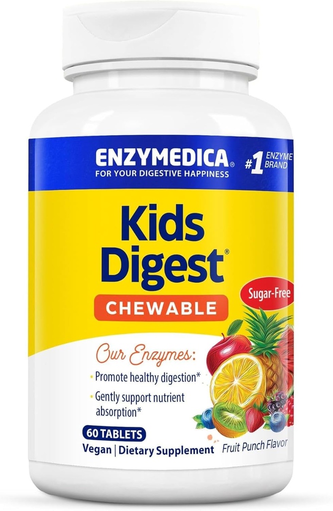 Enzymedica Kids Digest, Chewable Digestive Enzymes, Natural Fruit Punch Flavor, 60 Servings 2
