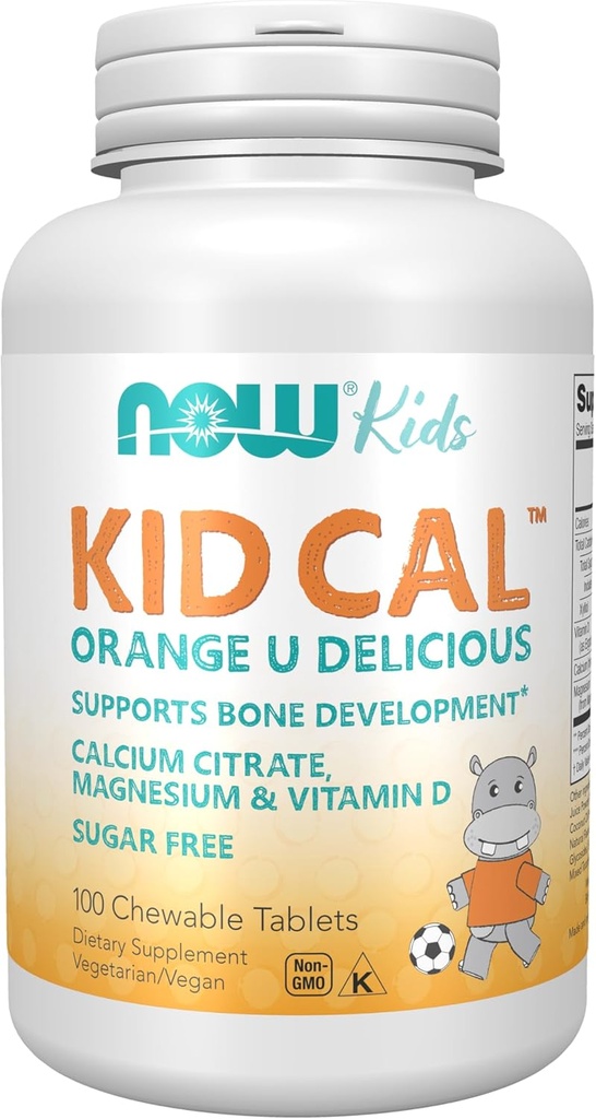 NOW Foods Supplements, Kid Cal with Calcium Citrate, Magnesium and Vitamin D, Tart Orange, 100 Chewables, packaging may vary 2