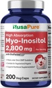 NusaPure Myo-Inositol 2800mg, 200 Capsules, Extra Strength Supplement, Non-GMO 2