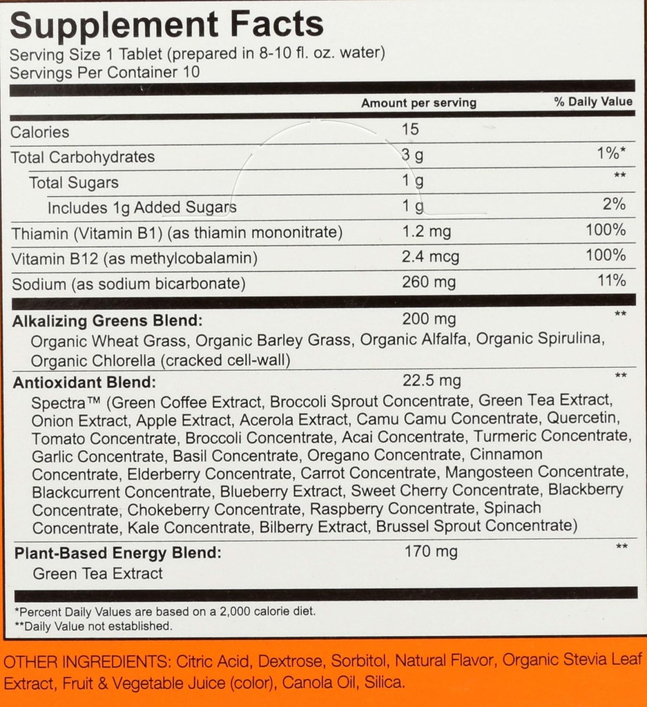 Amazing Grass Fizzy Green Tablets Energy Tropical: Greens + Green Tea Caffeine, Water Flavoring Tablet with Antioxidants, 60 Count 4