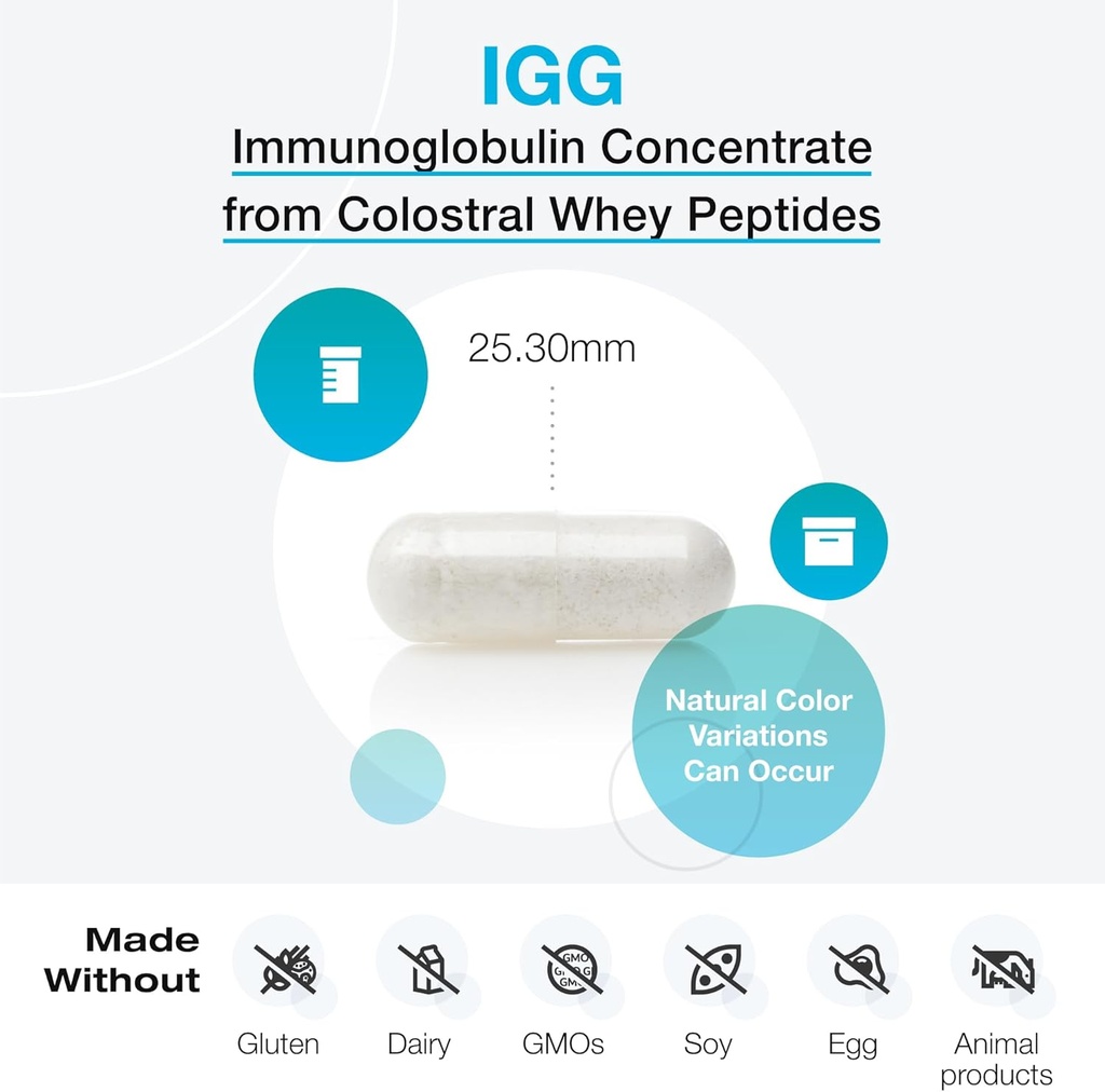XYMOGEN IgG 2000 CWP - Immunoglobulin Concentrate (from Colostral Whey Peptides) to Support Gut Health, Immune Function + Healthy Cytokine Activity (120 Capsules) 3