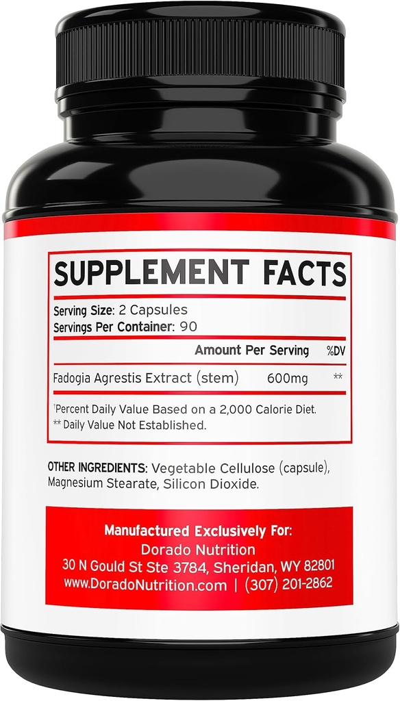 Fadogia Agrestis 600mg Extract - (180 Capsules) - [Maximum Strength] - Strength, Drive, Athletic Performance, Muscle Mass - Third Party Tested - Zero Fillers - Gluten Free, Non-GMO, Vegan Capsules 3