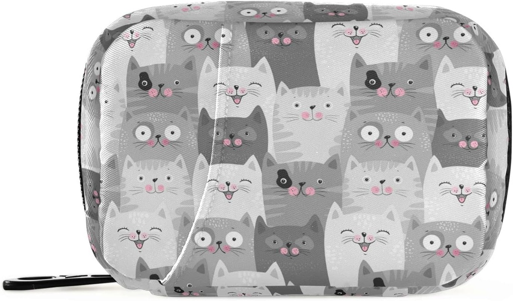 Grey Cats Pill Box 7 Day Pill Case Bag Travel Pill Organizer Bag with Zipper Portable Weekly Case Compact Size for Vitamin Supplement Holder 2