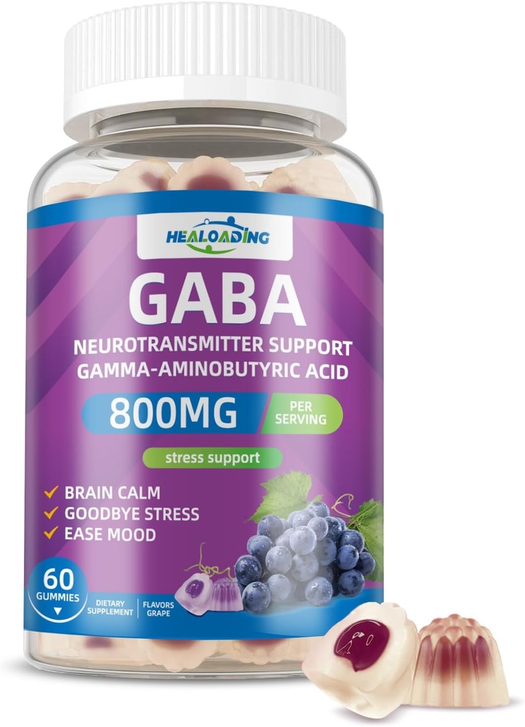 GABA Gummies Supplement for Nighttime Relaxation: Calm Support with L-Theanine, 5-HTP, Vitamin D3, B12 & Ashwagandha - Stress Relief, Brain Support & Mood Balance 60 Gummies 30 Day Supply 2