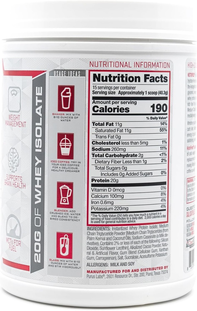 Purus Labs KetoFeed Protein | Keto Low Glycemic Protein Meal Replacement | Low Carb, 0 Sugars | Added MCTs | 20g Whey Protein (Savory Chocolate Cream) 3