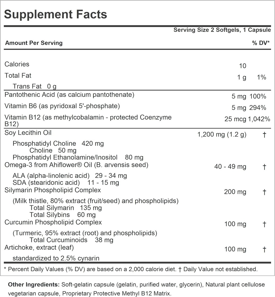 ANDREW LESSMAN PC Liver and Brain Benefits + Liver Anti-Oxidant Extracts Kit: 90 Capsules(60sg+30cp) - Phosphatidyl Choline, Milk Thistle, Artichoke, Curcumin. 3