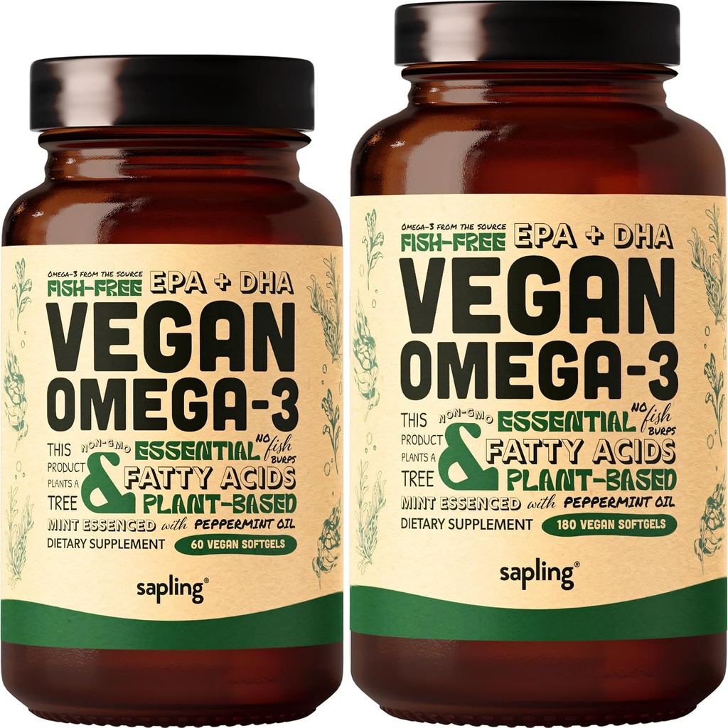 Vegan Omega 3 60 Softgels & 180 Softgels Bundle - Plant Based DHA & EPA Fatty Acids - Carrageenan Free, Alternative to Fish Oil, Supports Heart, Brain, Joint Health - Sustainably Sourced Algae 2