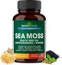 SANDHUHERBALS Sea Moss Capsules with Black Seed Oil Ashwagandha Ginger Burdock Root | Advanced Seamoss 60 Count | All Men Women Age 2