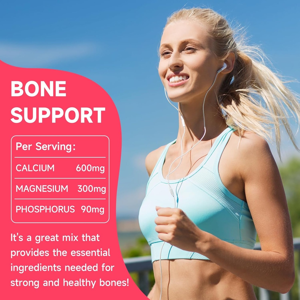 Calcium Gummies 600mg with Vitamin D3, Calcium Magnesium Zinc Gummies for Bone & Immune Support, Calcium Supplement for Women & Men, Sugar Free, Vegan, Peach Flavor, 60 Count 5