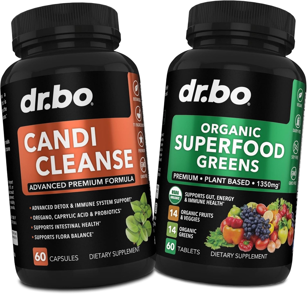 Candi Cleanse & Organic Superfood Greens & Fruit Supplements - Oregano Balance Control Support Supplement Cleanser - Daily Energy Super Food Fruits and Veggies Supplement Tablets Plus Vegetable Foods 2