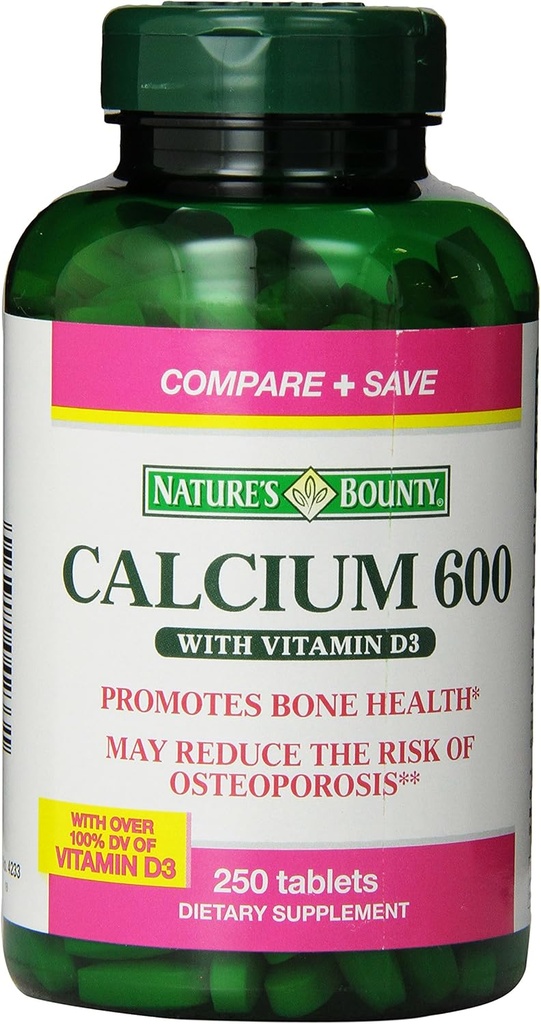 Nature's Bounty High Potency Calcium 600 + D Tablets - 0250ct, 1.17 Bottles (Pack of 2) 2