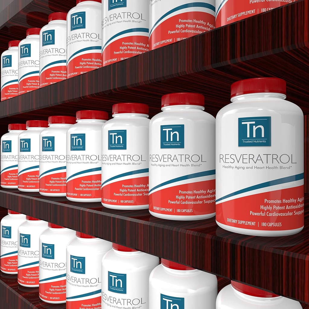 Trusted Nutrients Resveratrol Supplement - Healthy Aging and Heart Health Blend – with Trans Resveratrol, Grape Seed Extract, Acai Berry and Maqui Berry – 1000 mg 180 Capsules 6