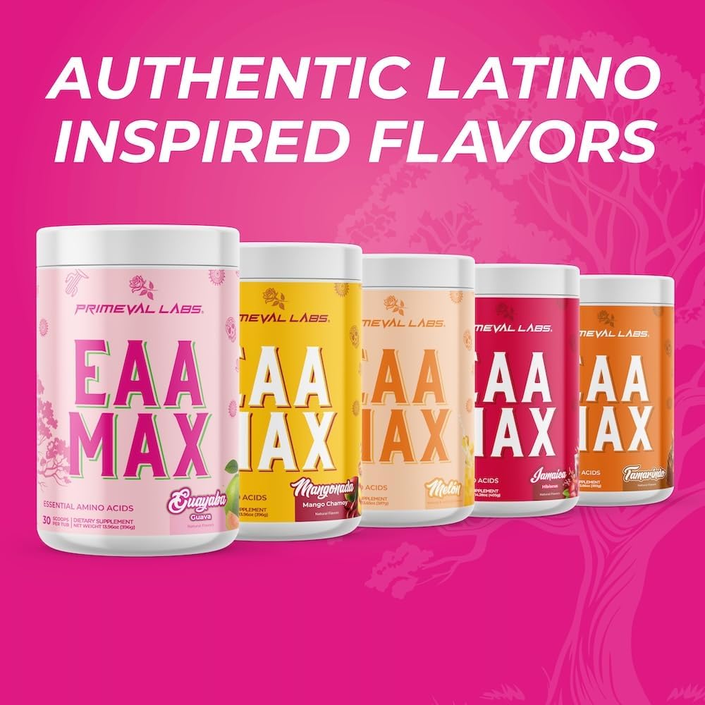 Primeval Labs EAA Max | BCAA Powder & Amino Acids Supplement | Pre or Post Workout Muscle Recovery | Supports Hydration, Performance & Electrolytes | 30 Servings | Strawberry Mango 6