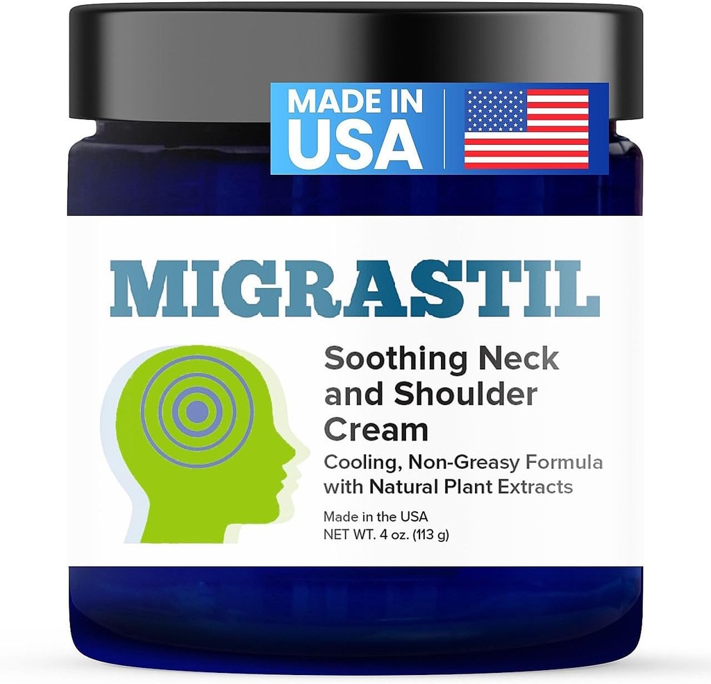 Basic Vigor Migrastil Soothing Neck & Shoulder Cream - Fast-Acting & Powerful - Non-Greasy Topical Cream (4 oz.) Made in The USA 2