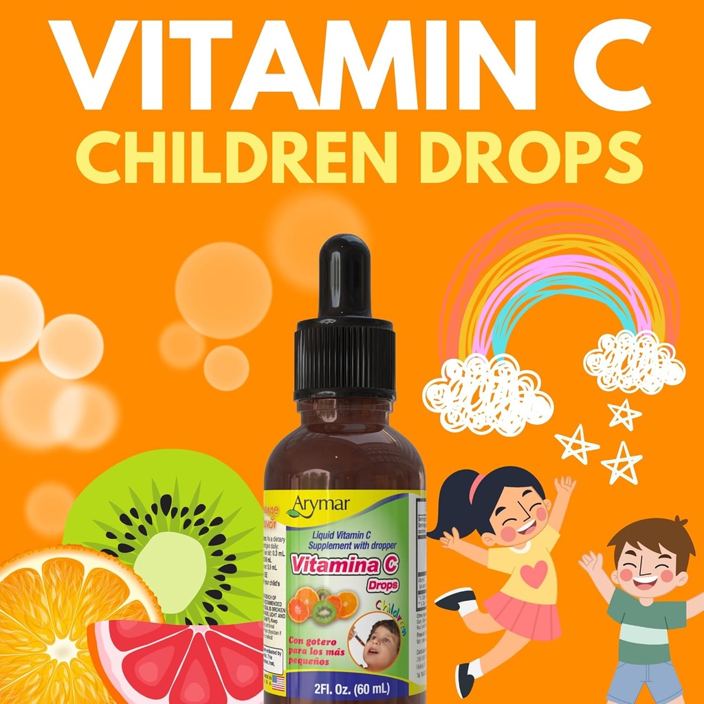 ARYMAR Vitamin C Drops – 2 fl oz Immune Support & Antioxidant Liquid, Vegan, Orange Flavor 5