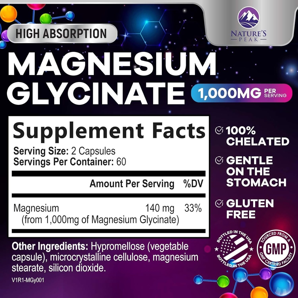 Magnesium Glycinate 500mg Capsules - Pure & Chelated for Max Absorption - Supports Muscle, Nerve & Heart Health, Sleep Support - Best Magnesium Pills Supplement for Whole Body Support - 120 Capsules 3