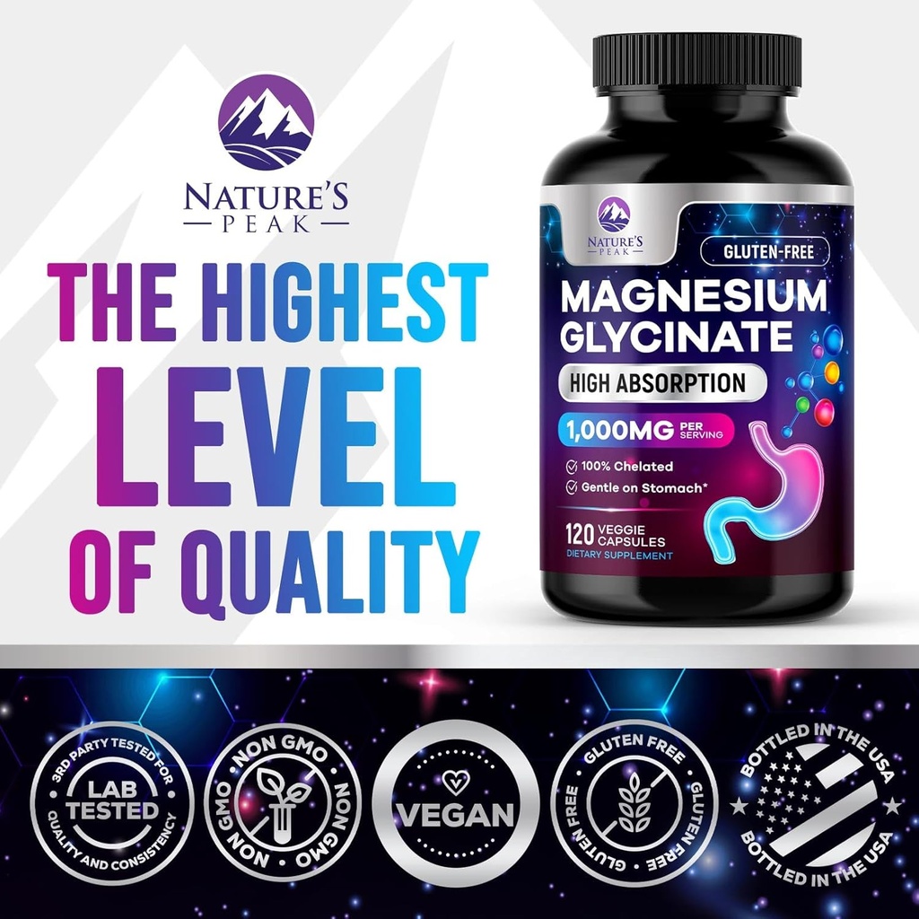 Magnesium Glycinate 500mg Capsules - Pure & Chelated for Max Absorption - Supports Muscle, Nerve & Heart Health, Sleep Support - Best Magnesium Pills Supplement for Whole Body Support - 120 Capsules 5