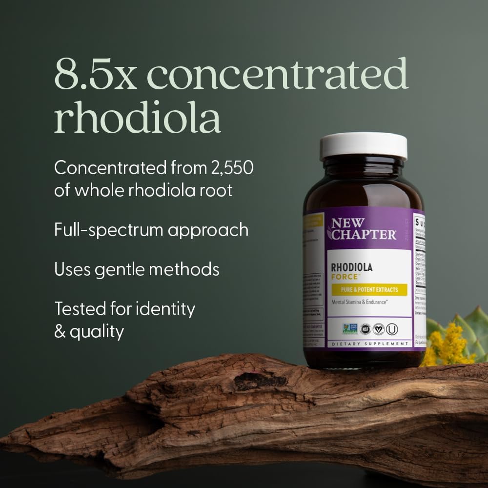 New Chapter Rhodiola Force 300mg with Potent Vegan Rhodiola for Mental Focus & Stamina, Endurance + Mood Support + Stress Adaptogen + Non-GMO Ingredients - 30 Count 4
