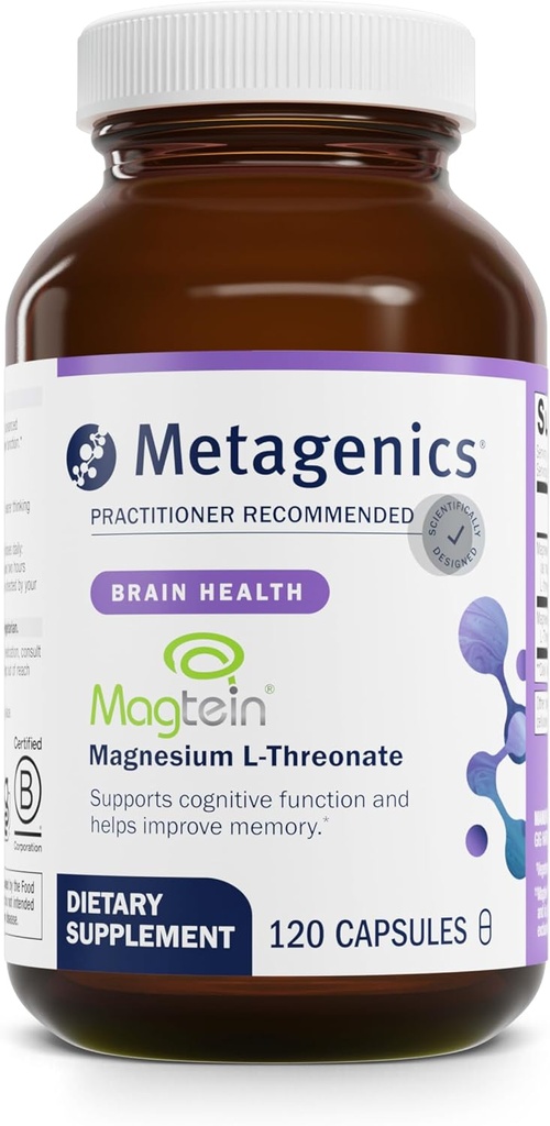 Metagenics Magnesium L-Threonate - Magtein Magnesium for Brain Health, Memory, Learning & Cognitive Support - Clinically Studied Bioavailable Form - Non-GMO, Gluten-Free, Vegan - 120 Capsules 2