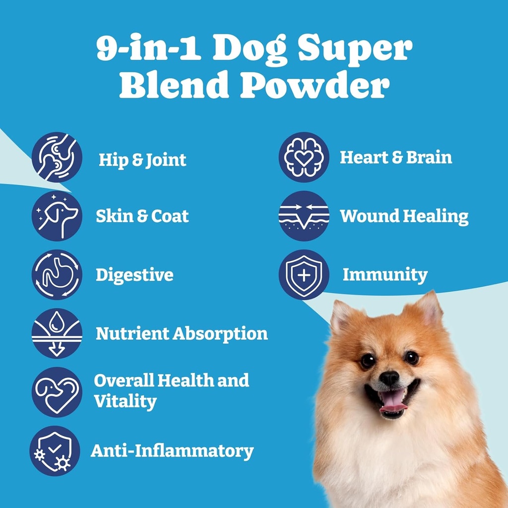 Supplements for Dogs, Dog Supplements Super Blend Powder 9 in 1, Vitamins for Dog, with Iceland Fish Powder, Support Gut Health, Hip and Joint, Multivitamin Support, 6.35oz, Fish Flavor 3