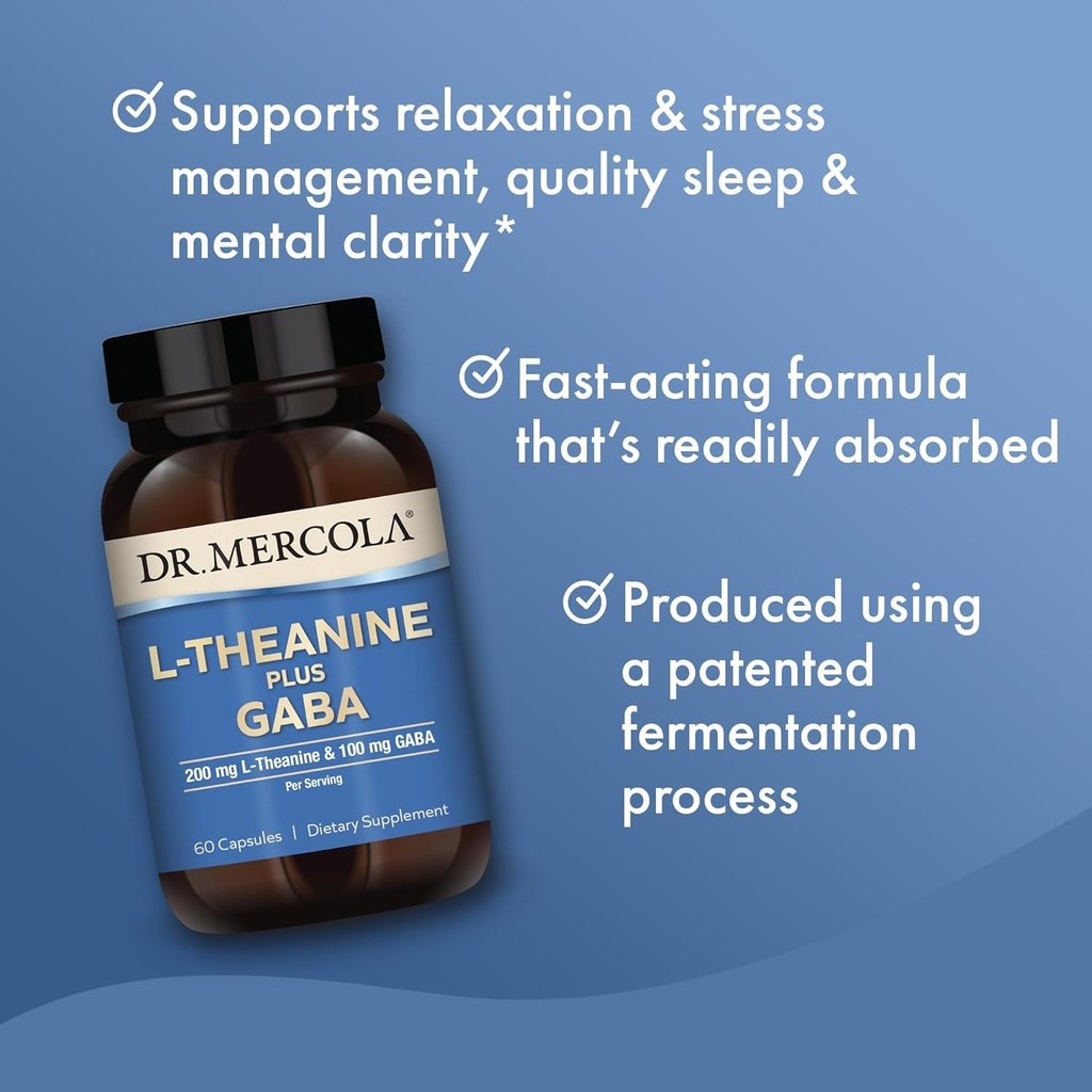 Dr. Mercola L-Theanine Plus GABA, 60 Capsules, Non-GMO, Gluten Free, Soy Free 4