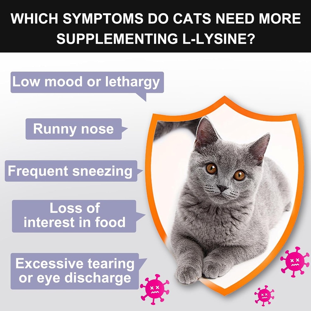 L-Lysine Powder for Cats, Immune Support for Cats, Supports Immune and Eye Health Supplement, Lysine Aid with Reduces Eye Discharge, Alleviates Sneezing and Runny Nose 5