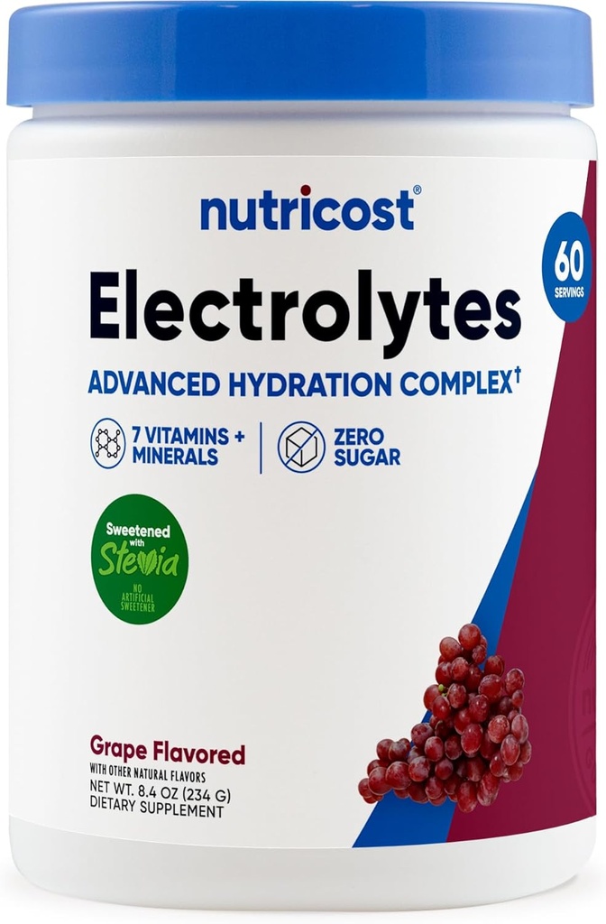 Nutricost Electrolyte Complex Powder (60 Servings, Grape) - Hydration Supplement Drink Mix with Vitamins and Minerals 2