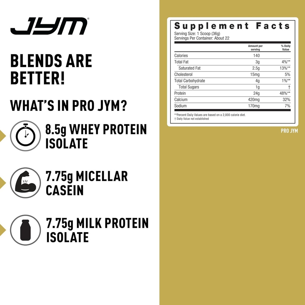 Pro JYM Chocolate Peanut Butter Protein Powder - Whey Protein Isolates, Casein, & Milk Protein, Lean Muscle Building for Men & Women, JYM Supplement Science, 22 Servings 3