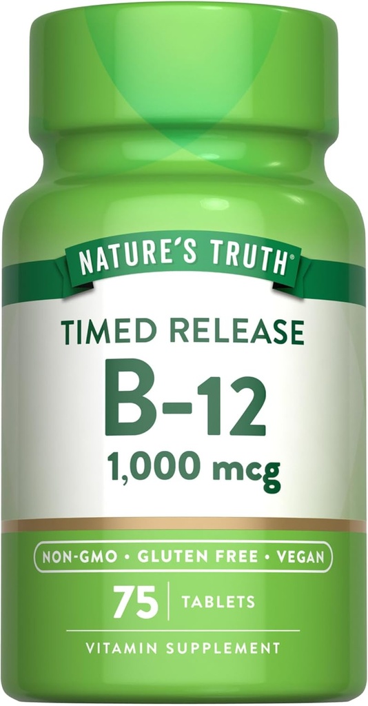Nature's Truth Vitamin B12 1000 mcg | 75 Timed Release Tablets | Vegan, Non-GMO & Gluten Free Supplement 2