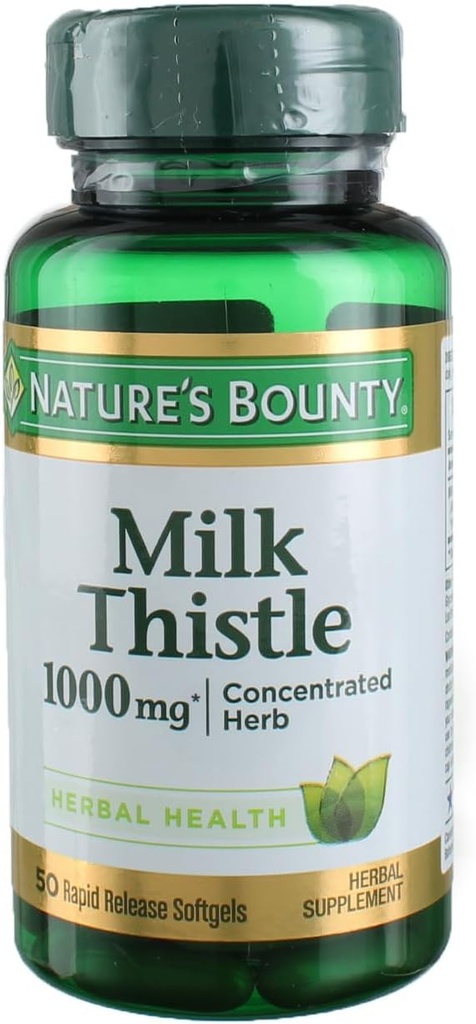 Nature's Bounty Milk Thistle 1000mg Herbal Supplement Softgels - 50 CT 2